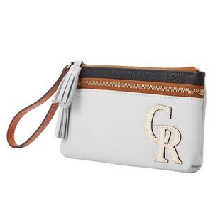 Dooney & Bourke Gray and Brown Wristlet with Tassel NWT Rockies